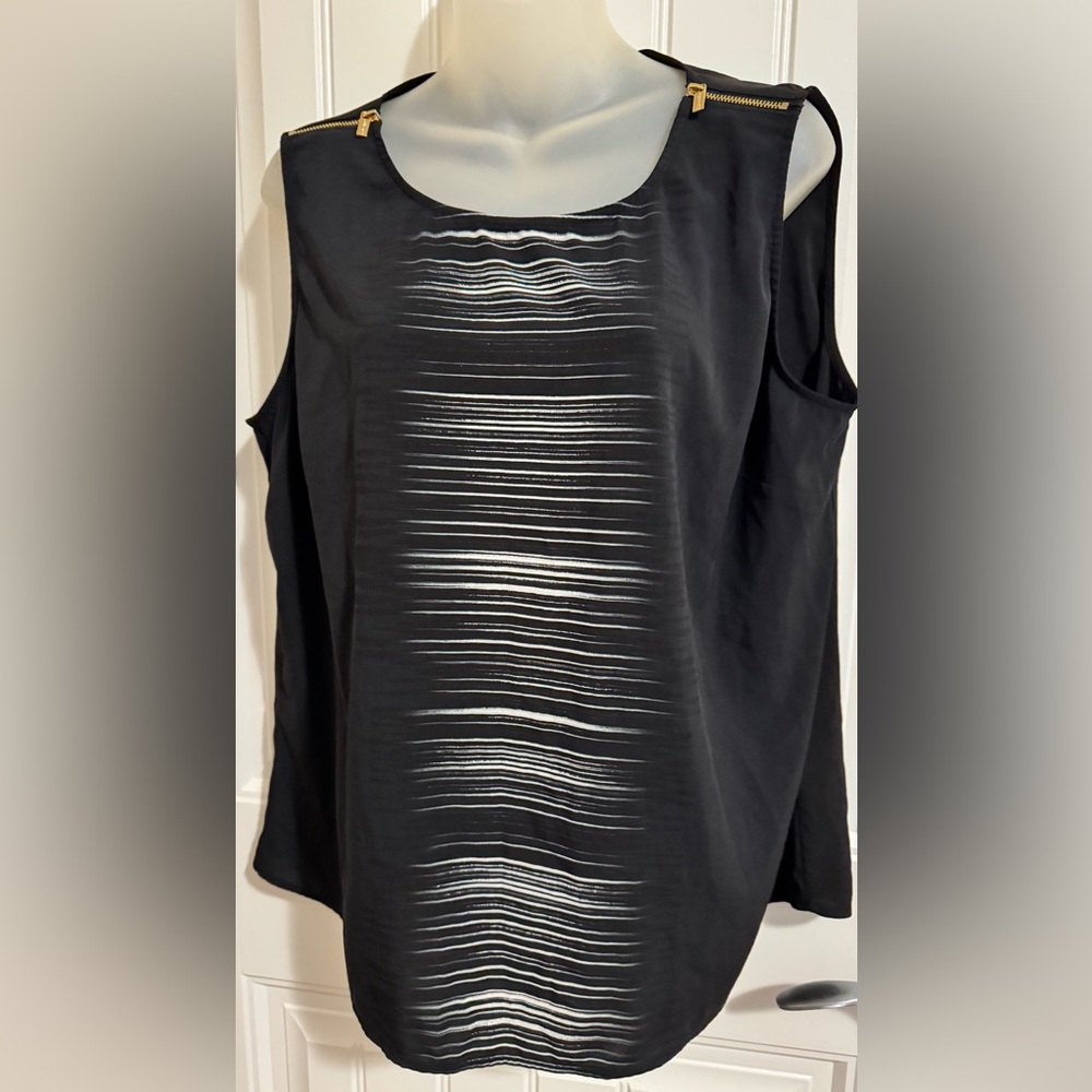 Calvin Klein Black Sleeveless Top with Gold Accents XL